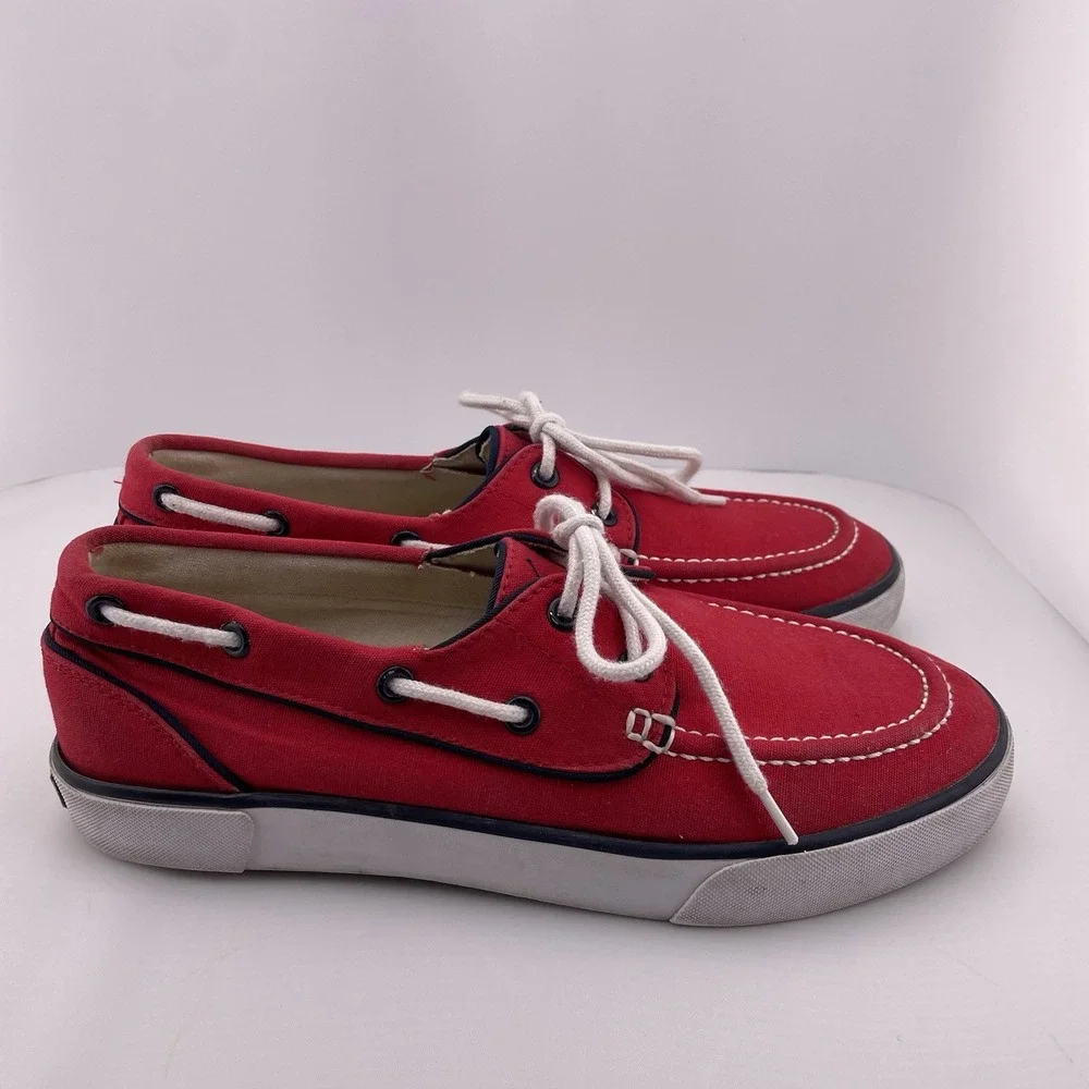 Polo Ralph Lauren Red White & Blue Shoes Size 8 D‎ Canvas Sneakers Boat